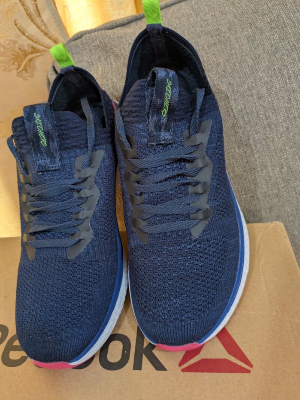 Skechers Solar Fuse Women Athletic Sneakers Comfort Shoes Navy Pink US 9 Good Co